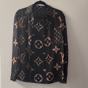 Louis Vuitton Black and Brown Button Down Shirt